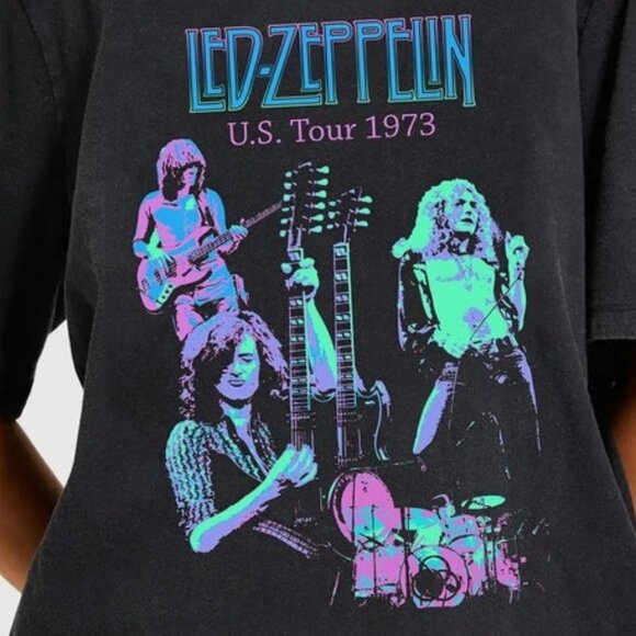 Led Zeppelin Tour 1973 T-Shirt Rock Band Concert Graphic Gift Classic 70s Tee 79 - Picture 2 of 6